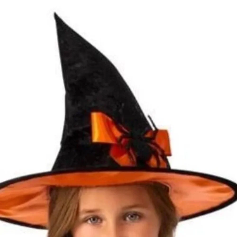 Witch Costume 3 Piece Set Tulle Dress Hat Cape GIRLS SIZE S 6-6X  Orange NEW